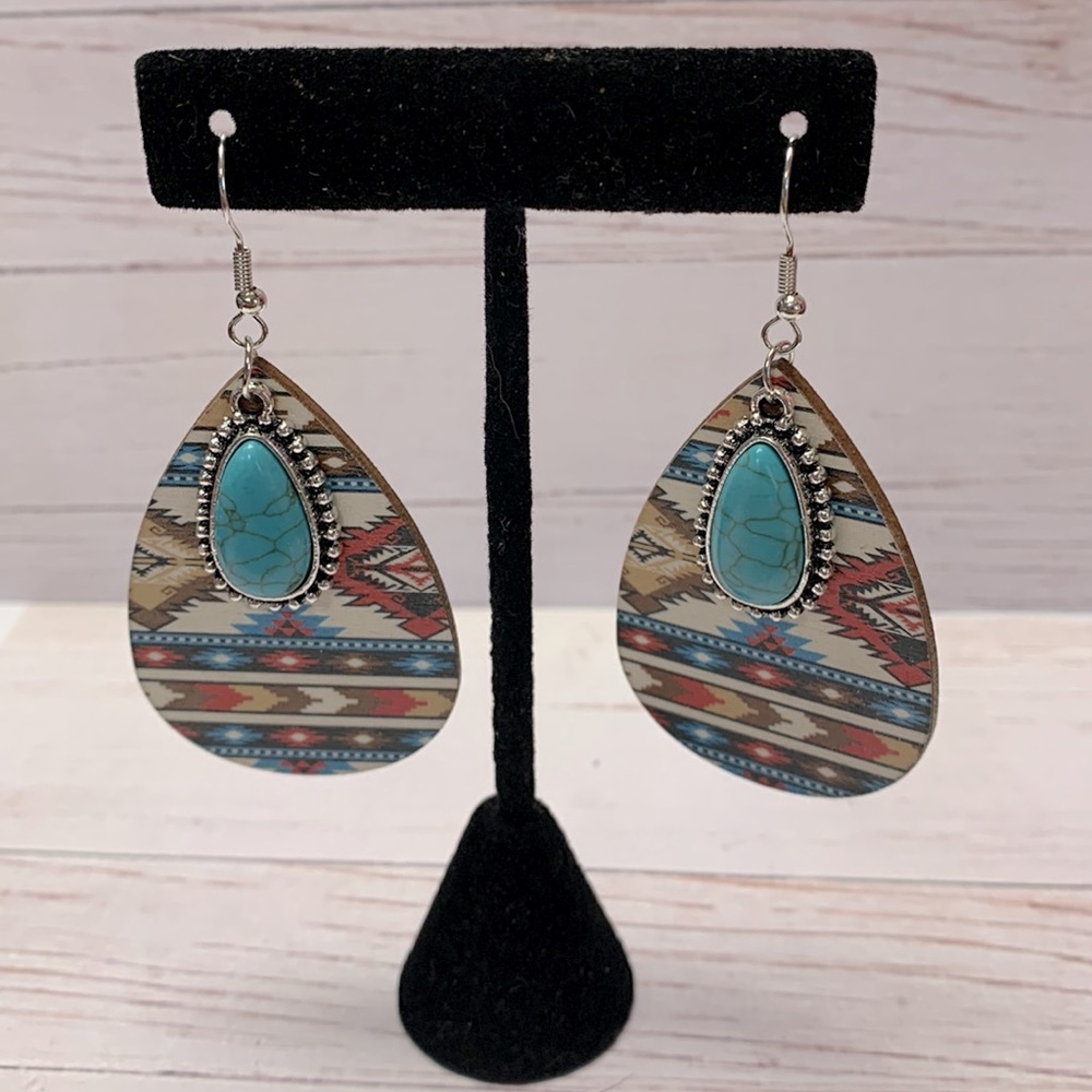 Southwestern Style Mixed Media Drop Earrings - Picture 7 of 8